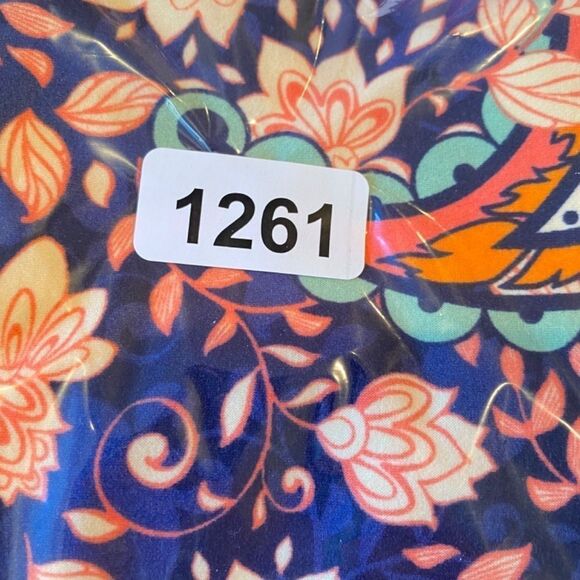 1261 LuLaRoe Leggings Size OS Purple Orange Cream Floral Print New - Picture 4 of 4